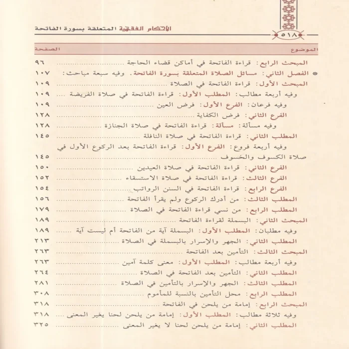 الاحكام الفقهية المتعلقة بسورة الفاتحة