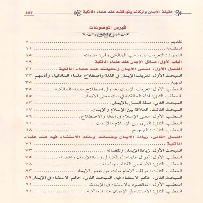 حقيقة الايمان واركانه ونواقضه عند علماء المالكية