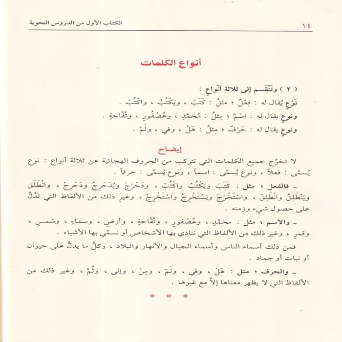 كتاب الدروس النحوية لطلاب المدارس الابتدائية الأول والثاني والثالث