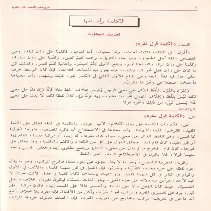 شرح شذور الذهب