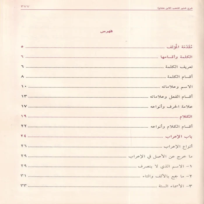 شرح شذور الذهب