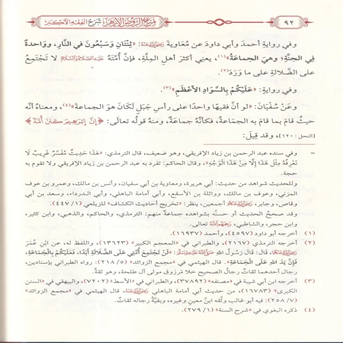 منح الروض الازهر شرح الفقه الاكبر